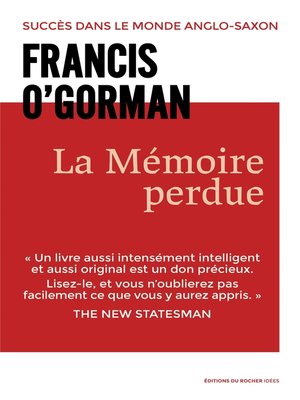 cover image of La mémoire perdue